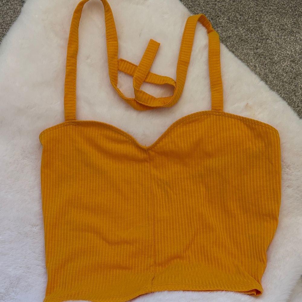 Vibrant Yellow Ribbed Crop Top